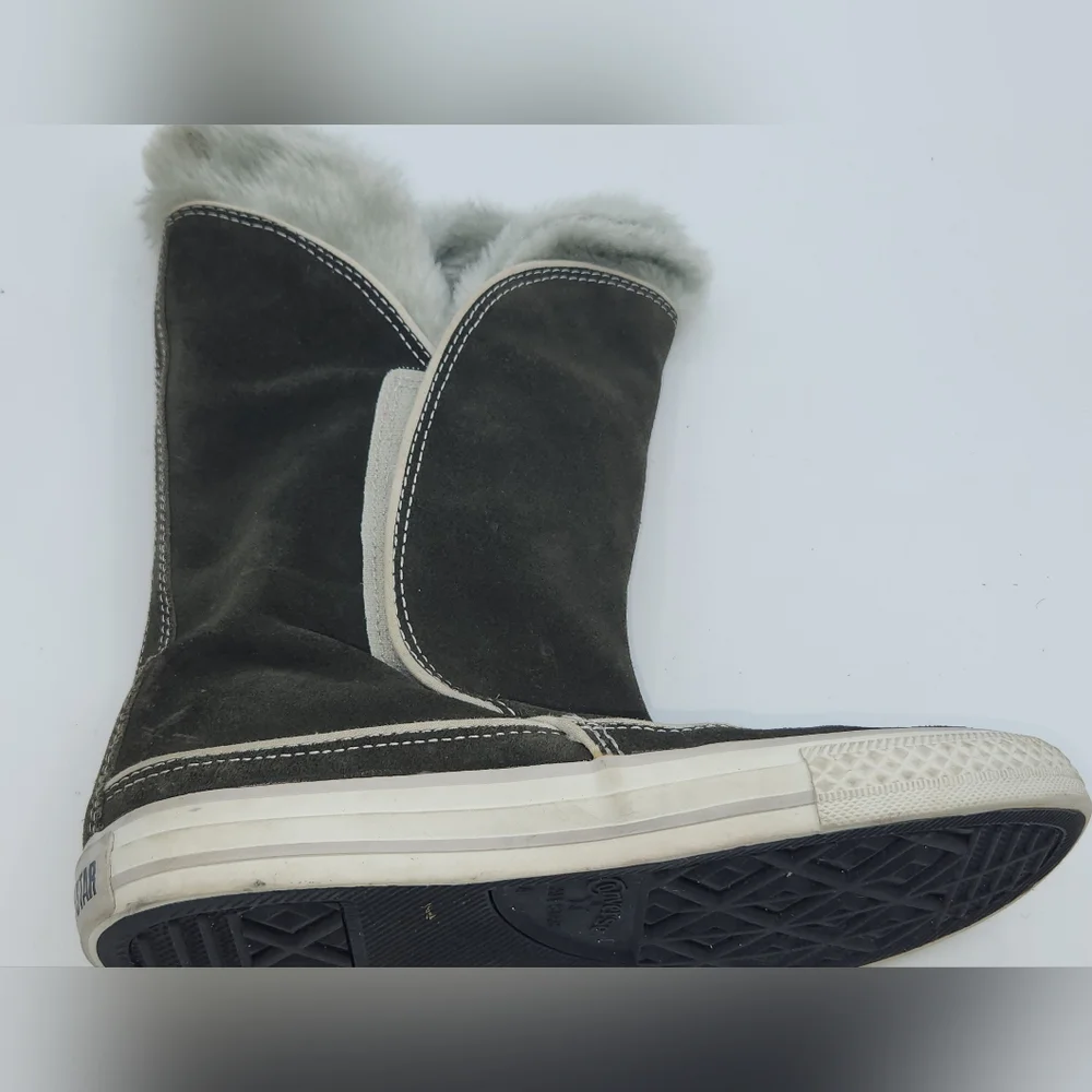 Converse All Star Faux Fur Lined‎ Gray Suede Winter Boots